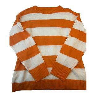 Orange and White Striped Sweater
